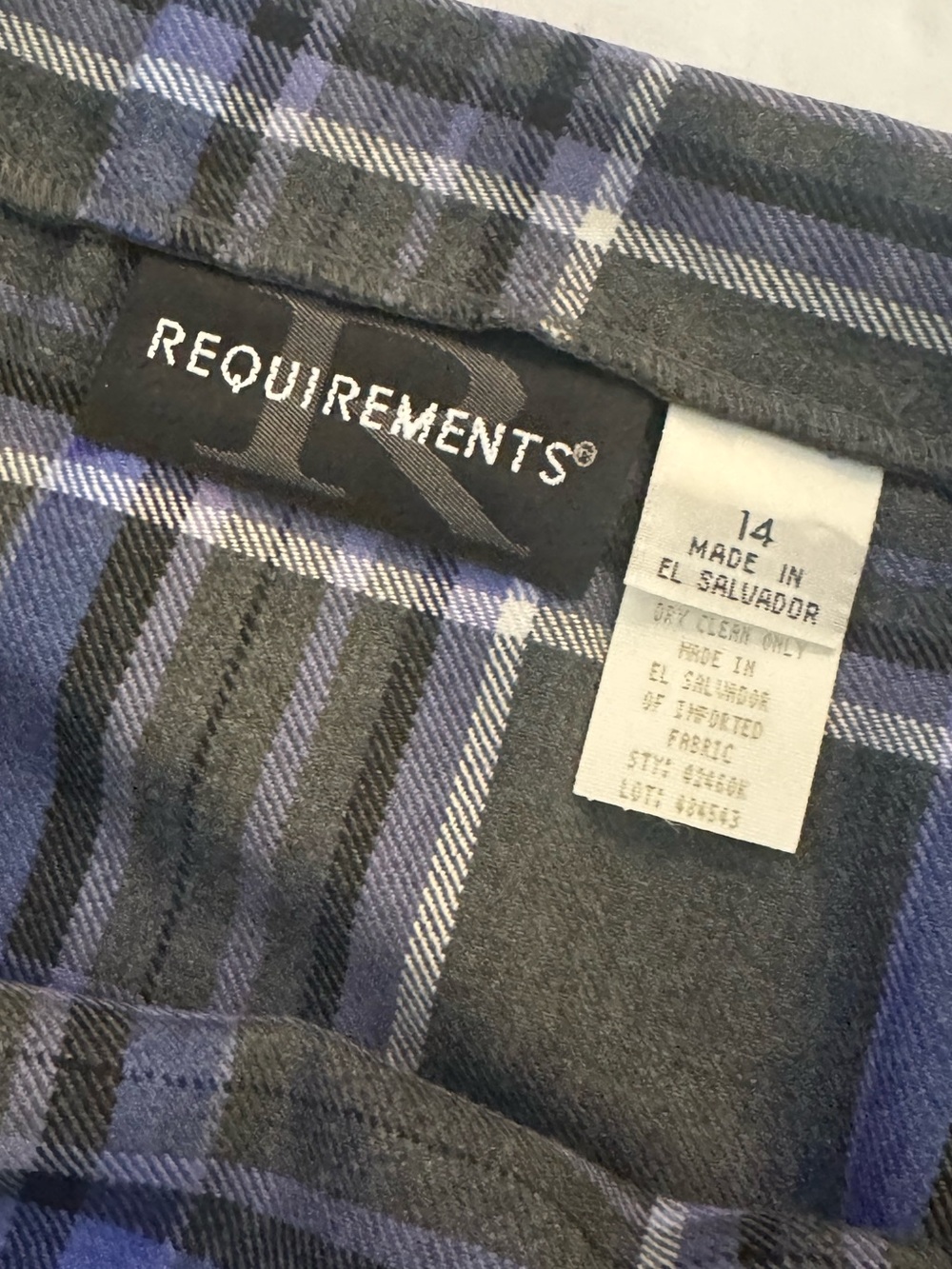 Requirements Grey & Blue Plaid Tartan Wrap Skirt w/ Fringe- size 14 - Picture 6 of 14